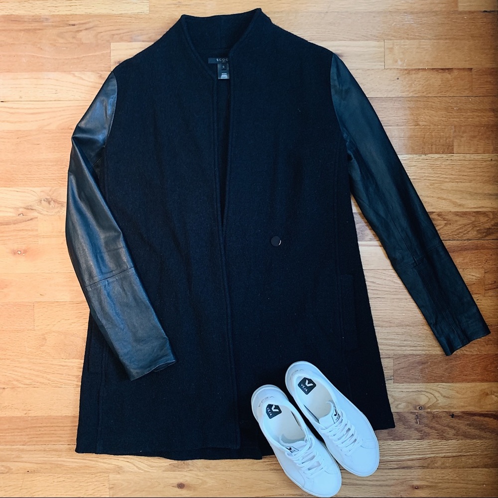 SCOOP leather sleeve coat
